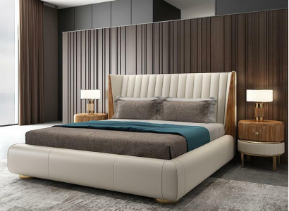 Designer Italian Furniture Bed Double Bedroom 150x200cm Beds Leather new